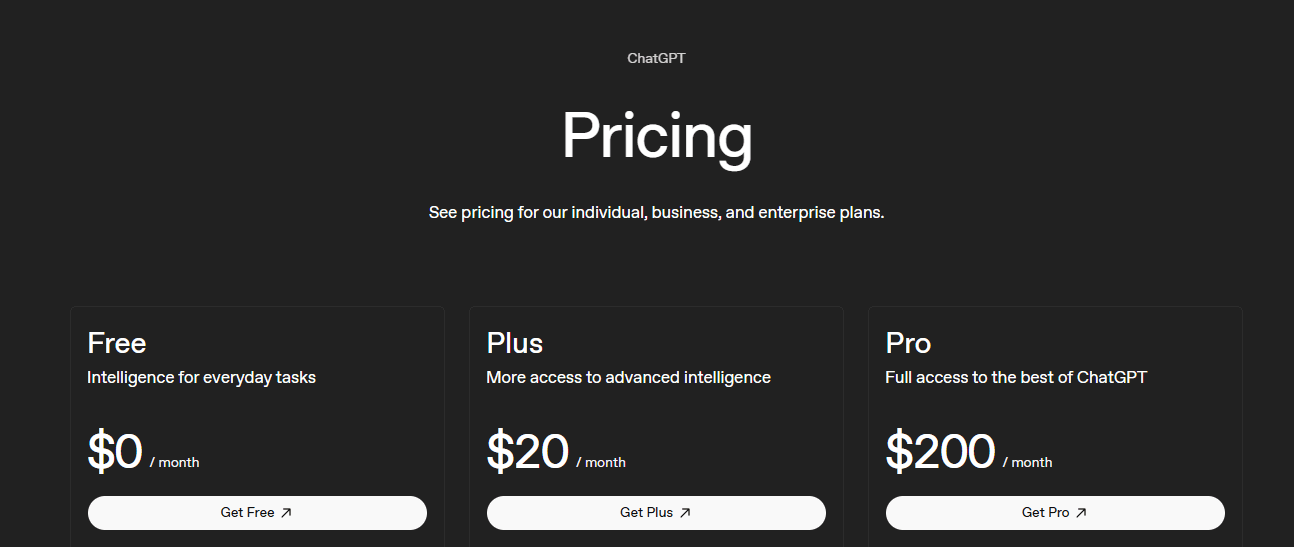 chatgpt pricing
