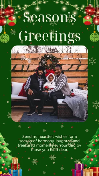 Festive Family Season's Greetings Card Template for Holiday Promotions